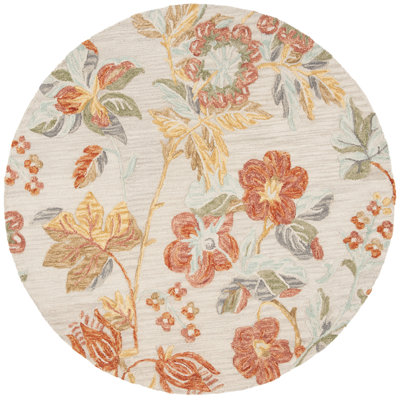 Tapis floral en laine touffeté à la main Emrick