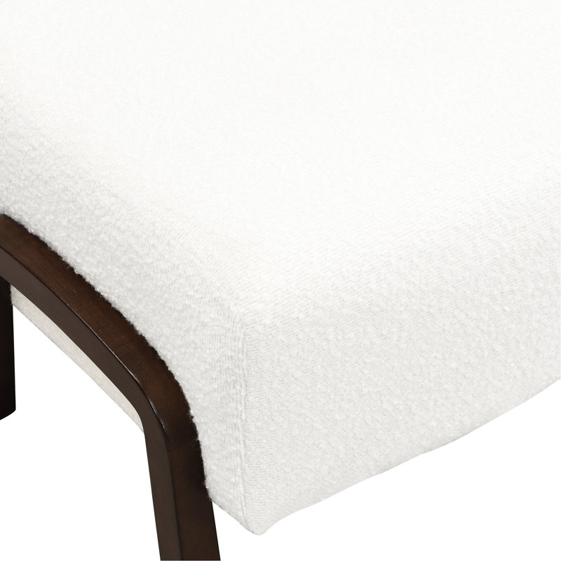 Repose-pieds blanc capitonné avec pieds en bois Boucle | Idée de cadeau