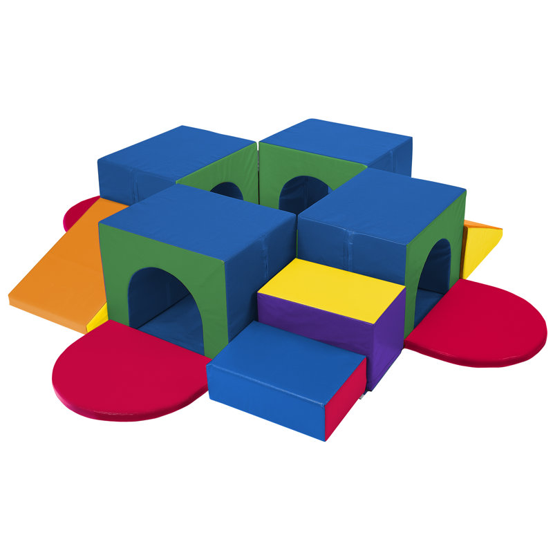 ECR4Kids SoftZone Four Tunnel Maze, Toddler Playset, 15-Piece, Assorted