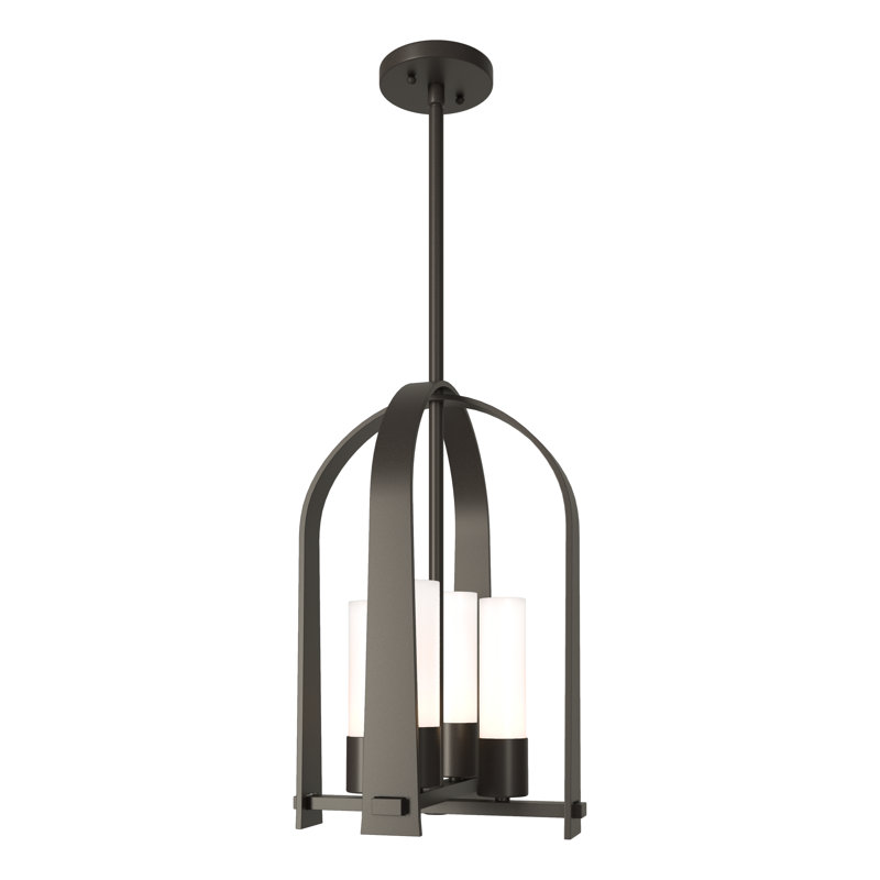 Lanterne suspendue d'extérieur 4 lumières Triomphe, Opale, Fumée noire côtière