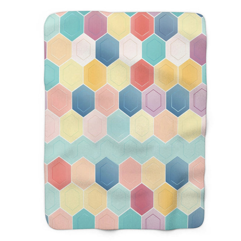 Jeté Pastel Hex Prism - 1 pièce Sherpa Premium, Grand lit