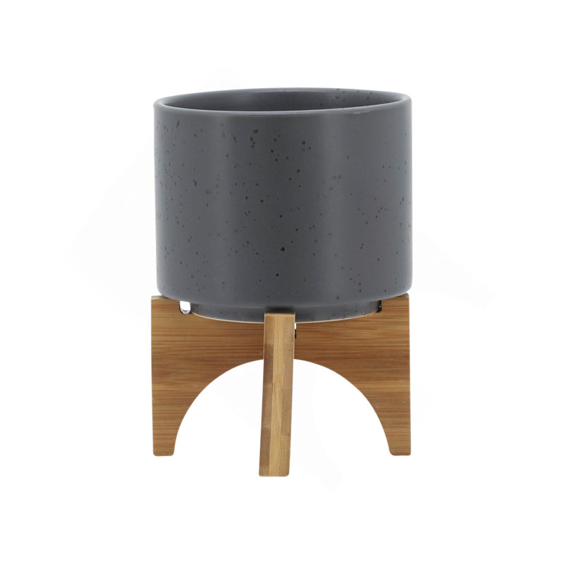 PLATEAU 5 "AVEC SUPPORT EN BOIS, GRIS MAT
