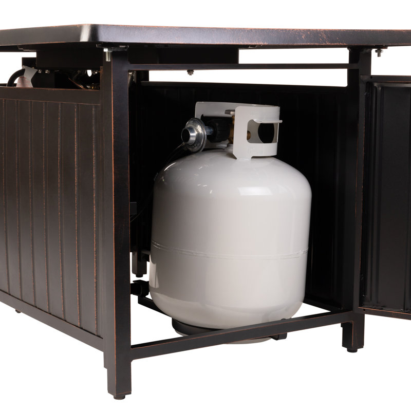 Bravos Antique Bronze Rectangular Aluminum Gas Fire Pit Table