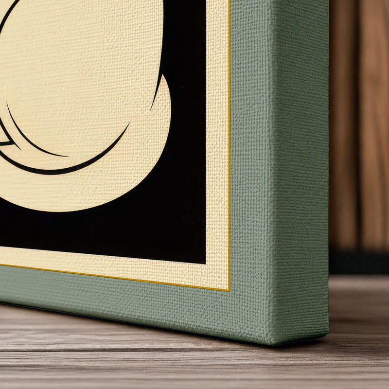 Cat Art Deco 1 Piece Wrapped Canvas Wall Art, 36x24 - 91.4 x 61.0 cm, Sage Border