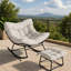 Chaise berçante d'extérieur blanche en forme d'œuf en rotin avec repose-pieds-1971991625-1971991627