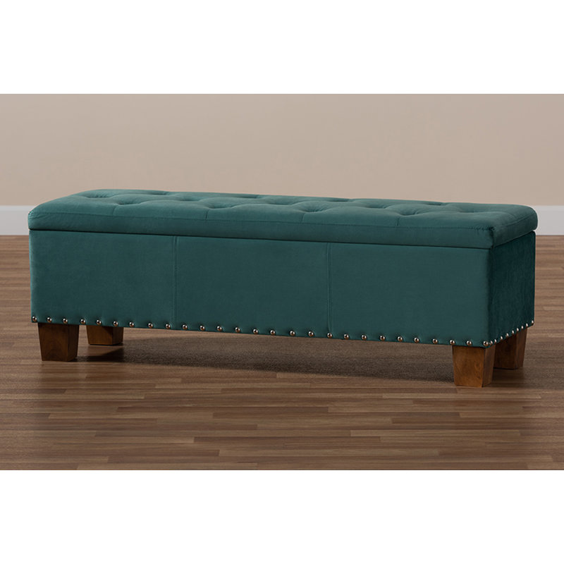 Banc de rangement avec repose-pieds Llewellyn, Bleu sarcelle