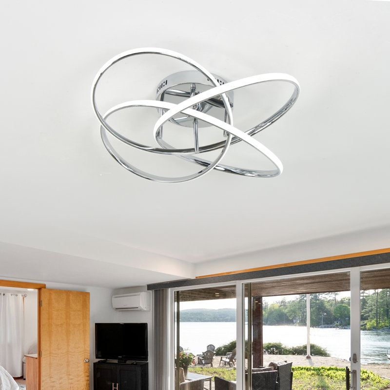 Kamorion 1-Light LED Flush Mount Ceiling Triac Dimmable Flower Shape, Chrome