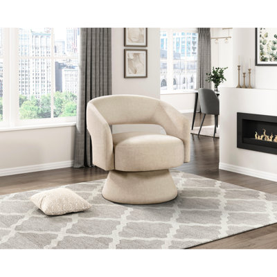 Fauteuil d'appoint pivotant de luxe moderne en velours taupe, structure en bois massif et contreplaqué, mécanisme à 360 degrés, rembourrage en mousse à ressorts ensachés, pièce unique pour les espaces de vie principaux