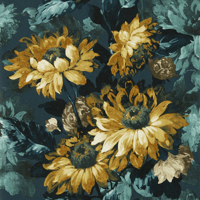 Marianne 10.05m x 52cm Matte Mural, Denim/Ochre