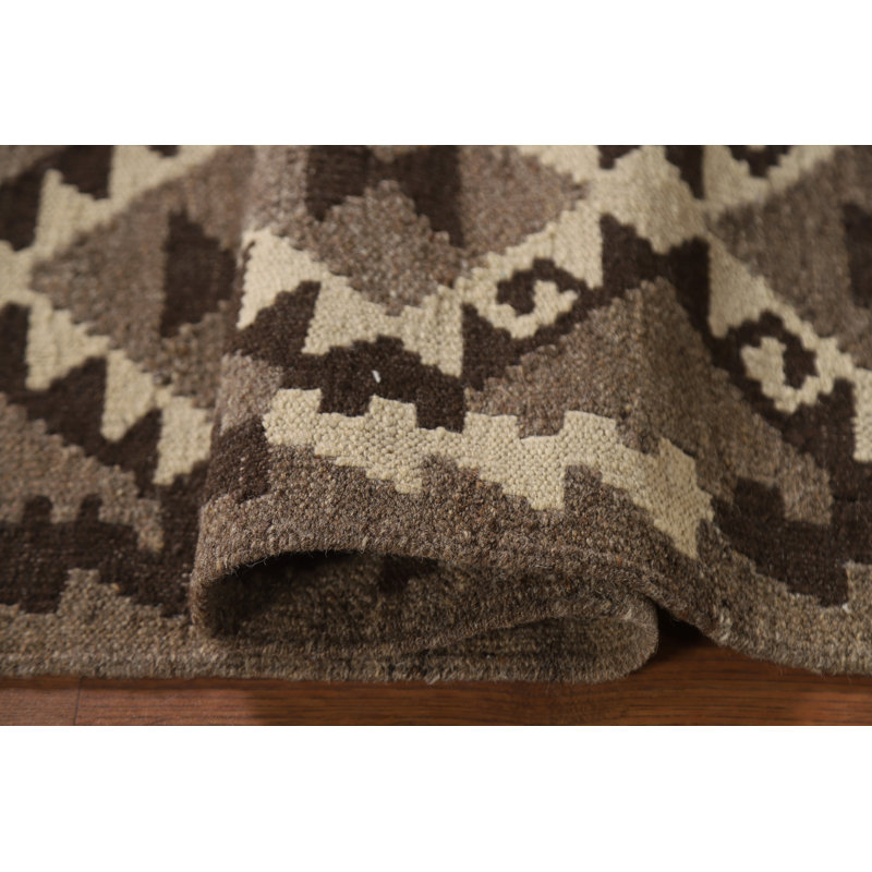 Brown Kilim Wool Accent Rug 3x5