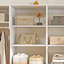 Système d'organisation modulaire en bois blanc avec 2 tringles, 8 tablettes et 8 tiroirs