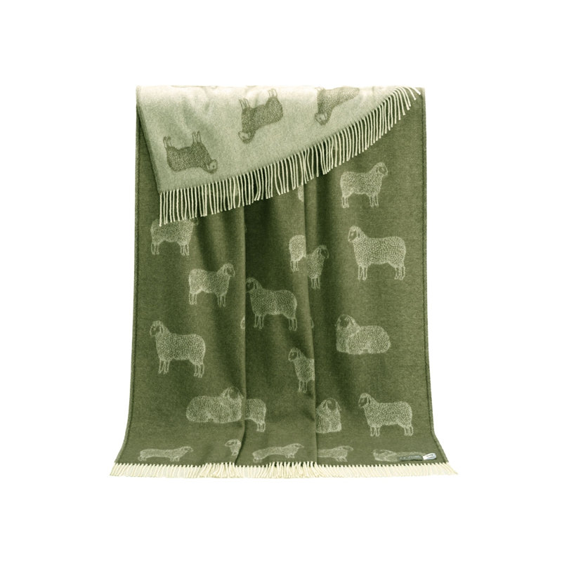 Green Sheep Merino Wool Throw