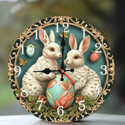 Horloge murale en bois 10 po, mouvement silencieux, à piles (piles AA non incluses), décor artistique, parfait pour les décorations