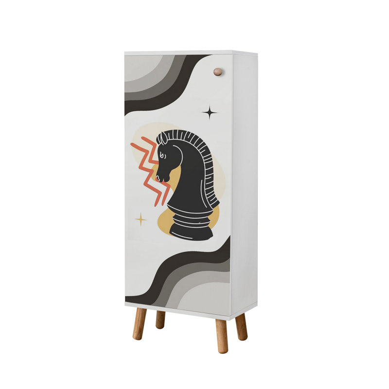 Modern Shoe Cabinet with Solid Wood Legs & Handles, White | 100% Melamine Coated Chipboard, Dimensions: 19.7 x 53.1 x 15.0 inches | UV Coating & Numerous Shelves for Stylish Storage | Elegant Design for Entryway