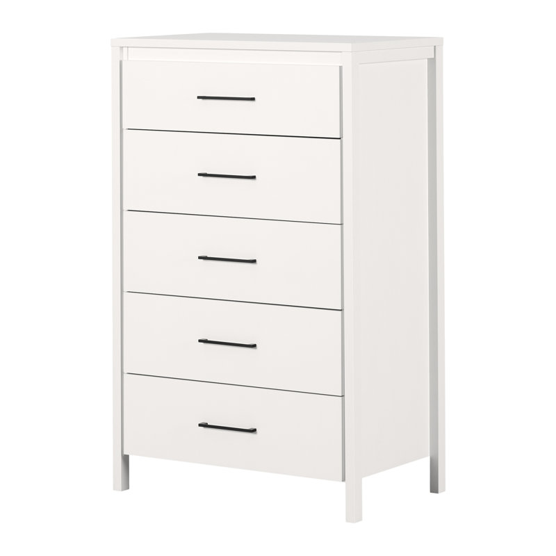 Commode 5 tiroirs Gravity, Blanc pur