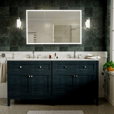 Sixs 30"H LED Bathroom Medicine Cabinet Low-Voltage Anti-Fog Recessed Or Surface Mounting
