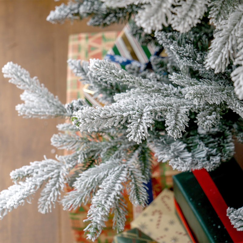Arbre de Noël artificiel 7,5 pi, arbre de Noël à charnière floqué avec 1218 pointes, base en acier, ouverture automatique, vert