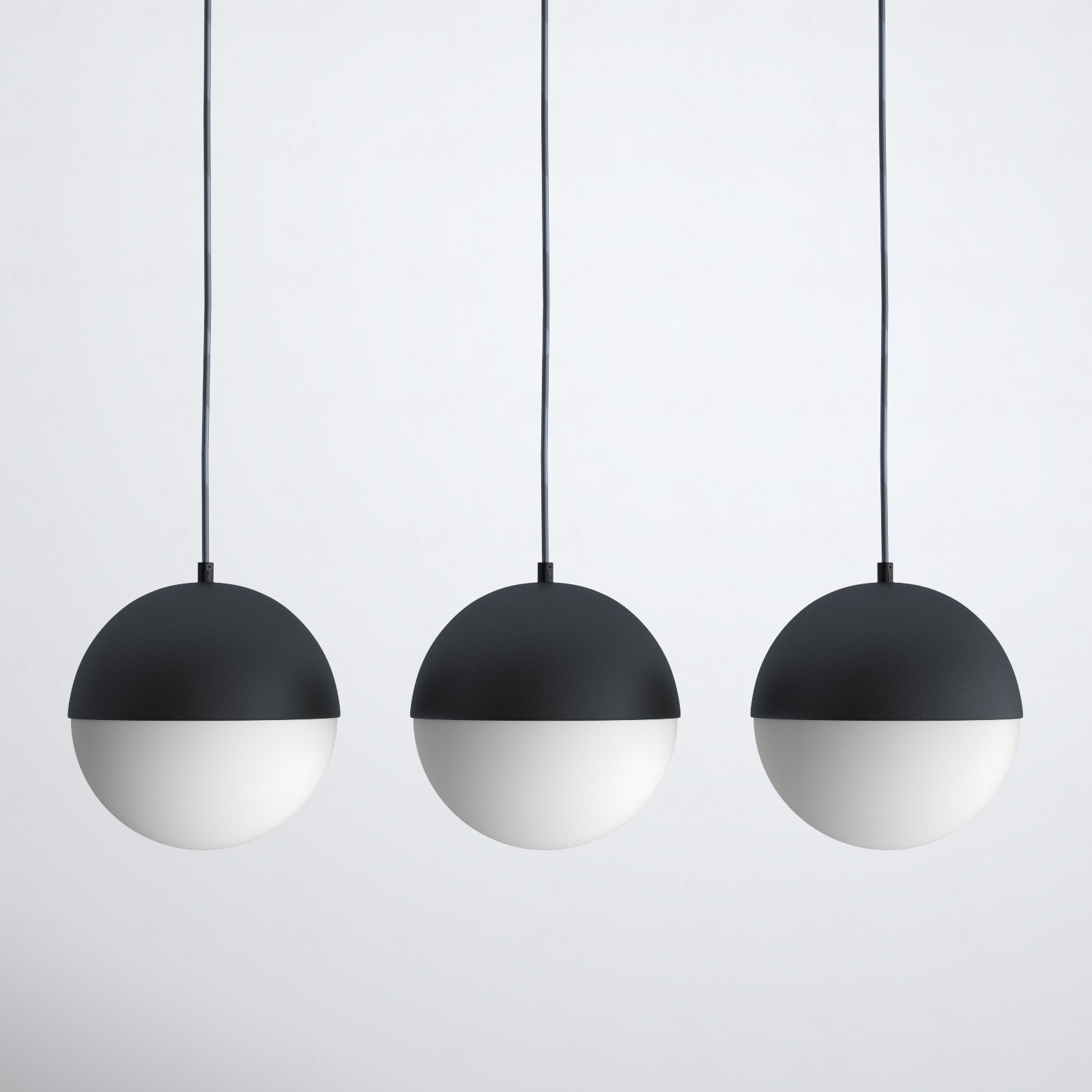 Hastings 3 Light Glass Dimmable Pendant, Black