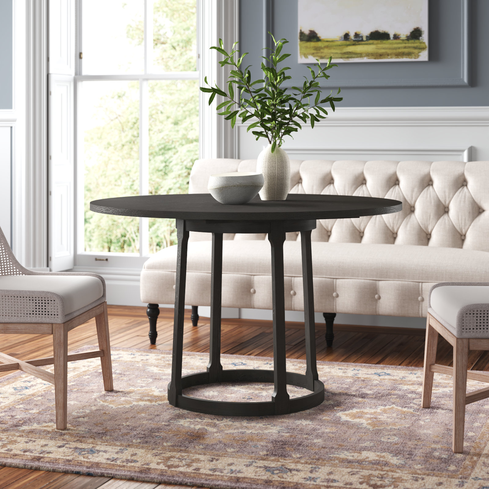 Delfina 47'' Round Dining Table, Black
