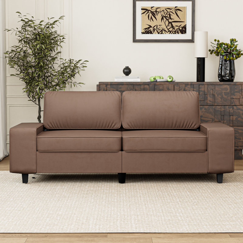 Canapé rembourré avec rangement, Brun, H 34,2 po x l 29 po x P 70,9 po