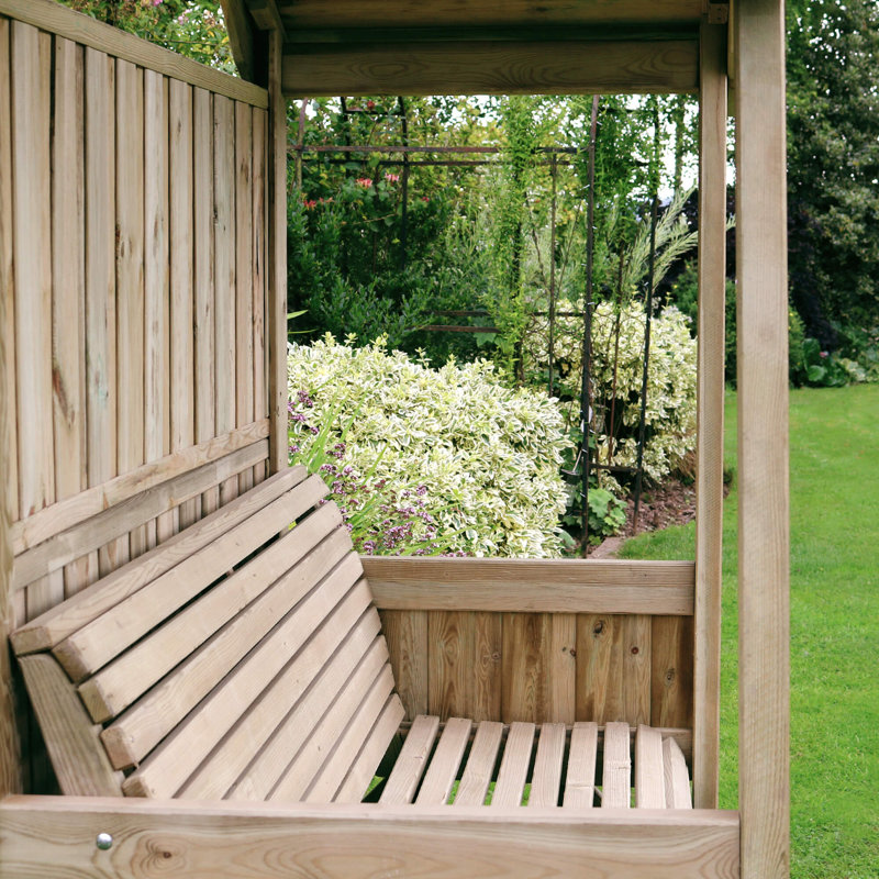 O'Donohue 207cm W x 55cm D Solid Wood Arbour with Bench in Natural