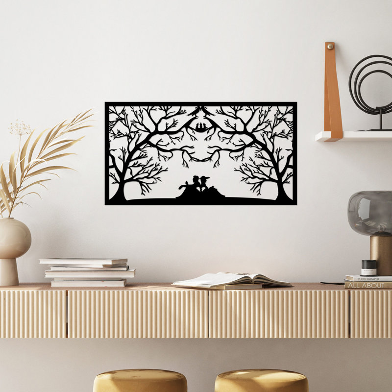 Elegant Decorative Metal Wall Accessory, Black, 14.6 x 27.6 inches | 100% Metal Construction, Thickness: 0.06 inches | Stylish Home Decor, Perfect for Living Rooms, Bedrooms, and Offices, Easy to Hang