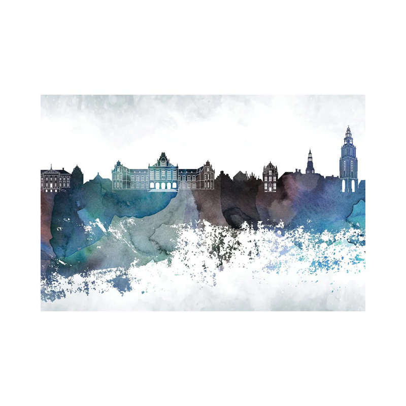 Groningen Bluish Skyline by WallDecorAddict - Wrapped Canvas Gallery-Wrapped Canvas Giclée, 66.04cm H x 101.6cm W x 1.91cm D