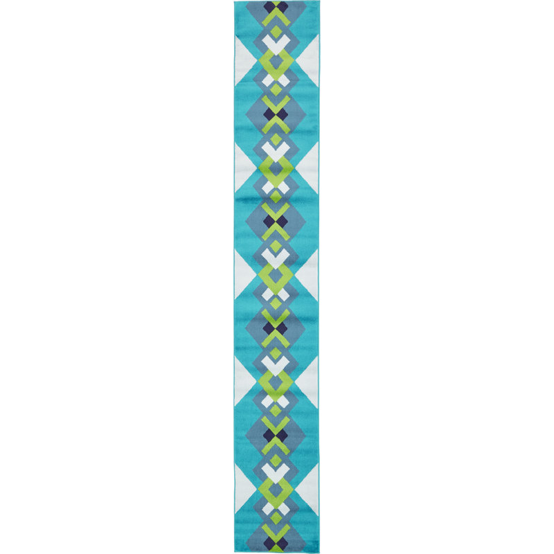 Tapis turquoise Danoush, Tapis de couloir 2 pi x 13 pi