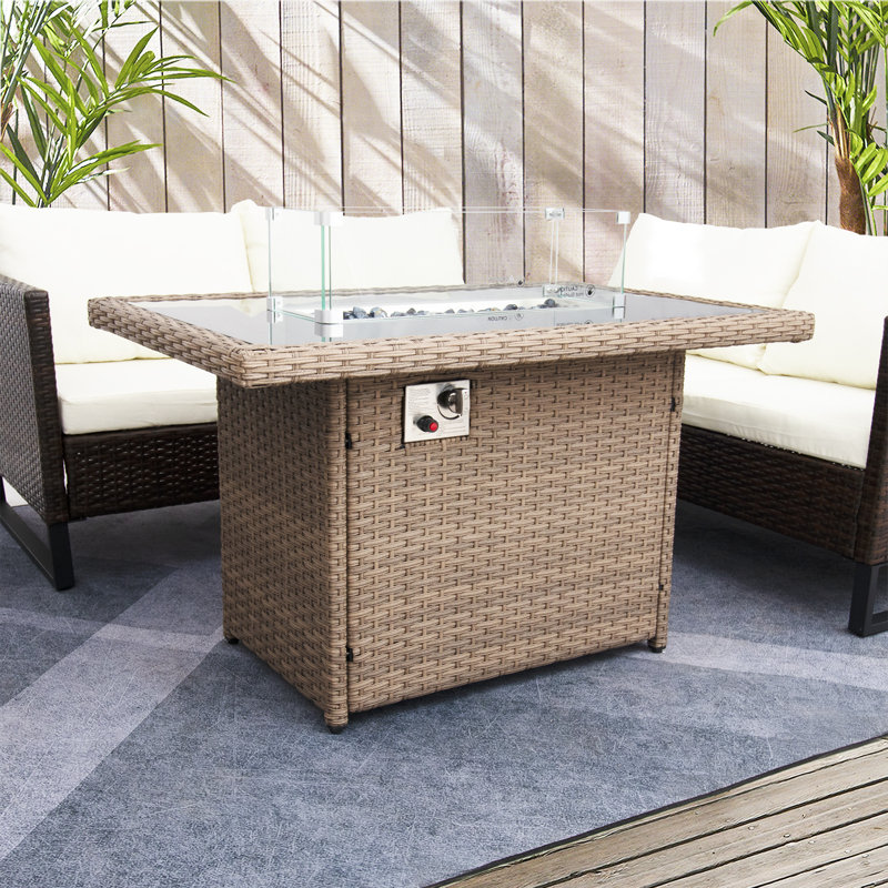 Forgan Rectangle Propane Smokeless Fire Pit Table with Hidden Fuel Tank