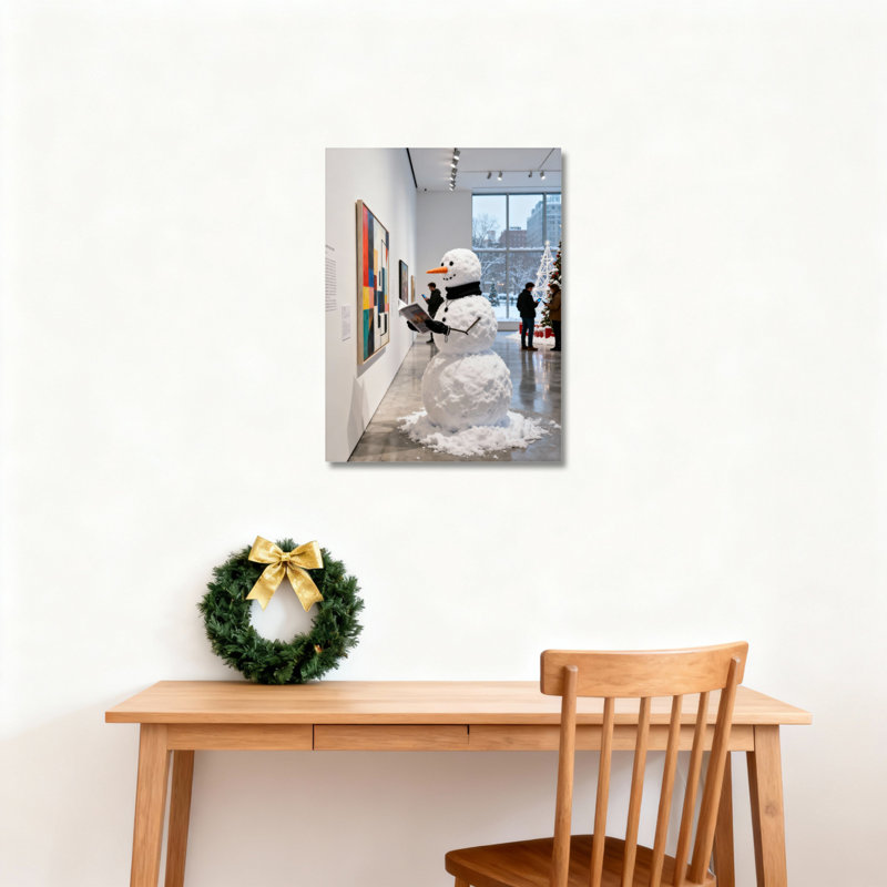 Bonhomme de neige, lecture d'art sur toile, H 36 po x l 24 po