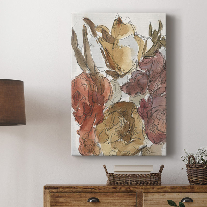 Arrangement floral recadré I - impression sur toile tendue, H 12 po x l 8 po x P 1 po