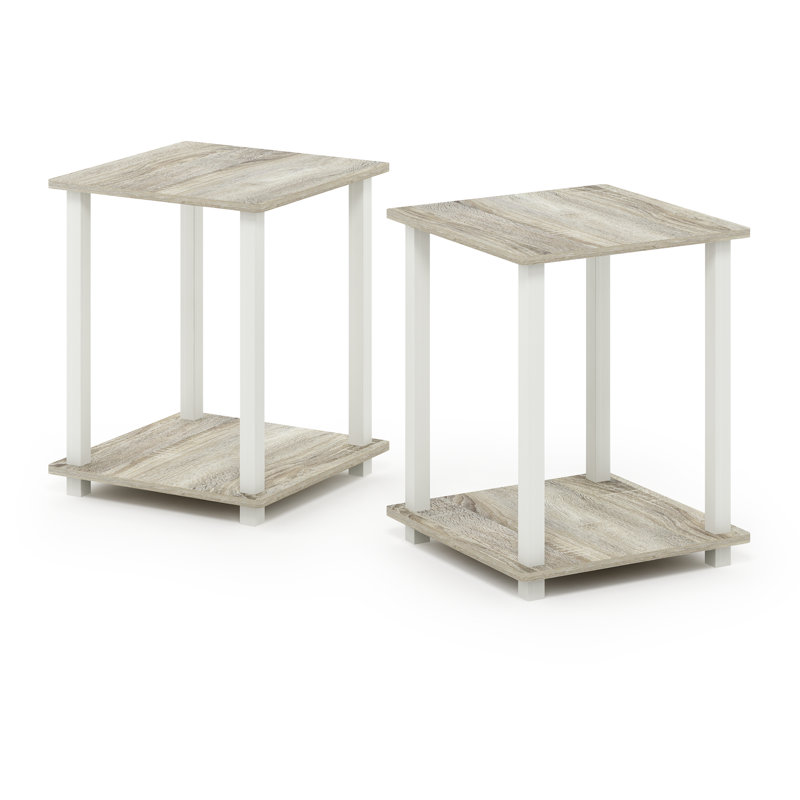 Ensemble de tables de bout avec rangement Bianco, Chêne sonoma, Blanc