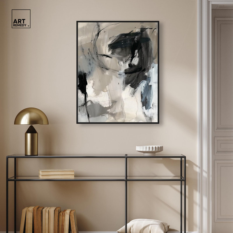 Décoration murale moderne sur toile Scribble Energy I par Art Remedy, H 31 po x l 25 po, Cadre flottant noir