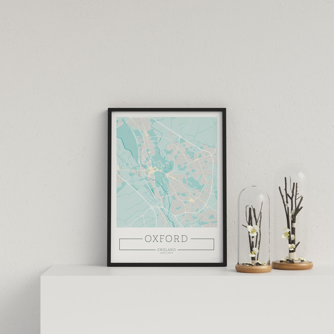 City Location Ordnance Map Blue Oxford by Vouvart - Single Picture Frame Print