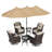 Adcox 4-Person Outdoor Rattan Swivel Chairs Set With Double-sided Patio Umbrella,Side Tables & Beige Cushions-2100794366