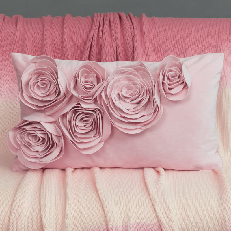 Housse de coussin 3D Floral, Rectangle H 12 po x l 20 po, Mauve rouge