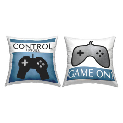 Controller Gamer Phrases Decorative Printed Throw Pillow Design by Kim Allen (Set of 2)