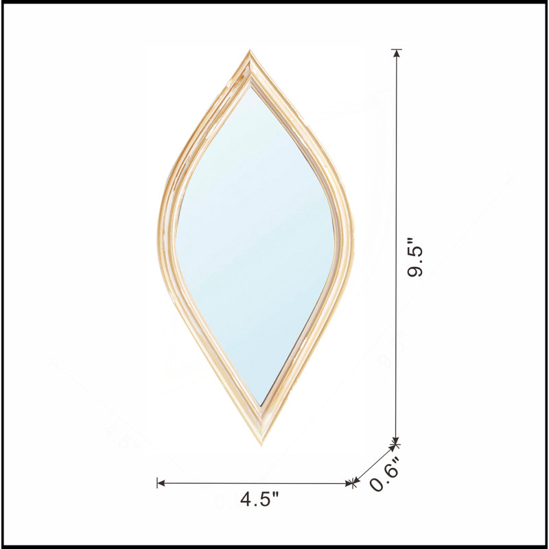 Miroir décoratif pour décoration murale, 2 pièces, 6,5 x 13 po, Or antique