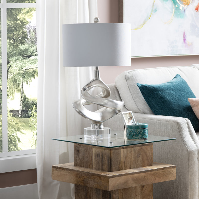 Lampe de table 30,25 "en résine avec abat-jour blanc