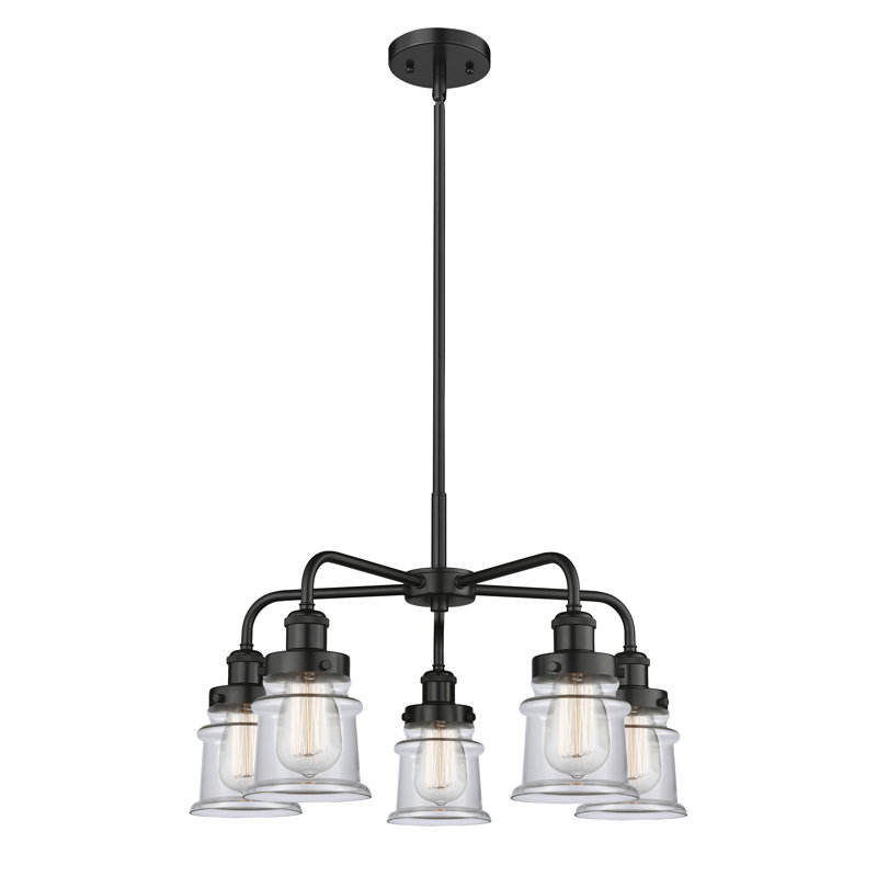 Alvi 5 - Light Glass Dimmable Chandelier, Clear, Matte Black