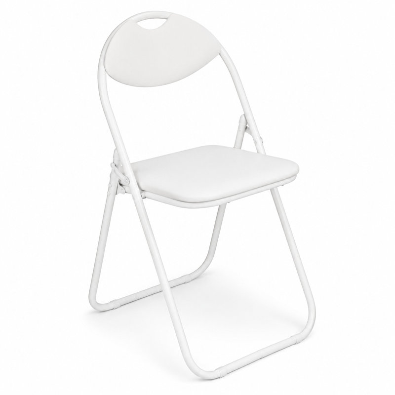 Faux Leather Banquet Folding Chair Folding Chair, White