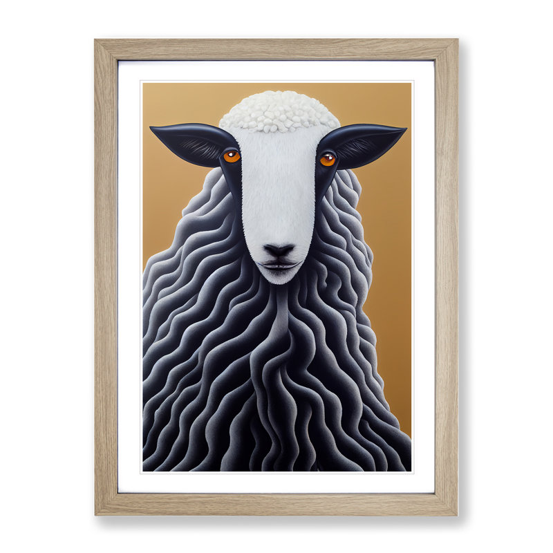 Remarkable Sheep - Framed Print, 34cm H x 25cm W x 2cm D, Oak