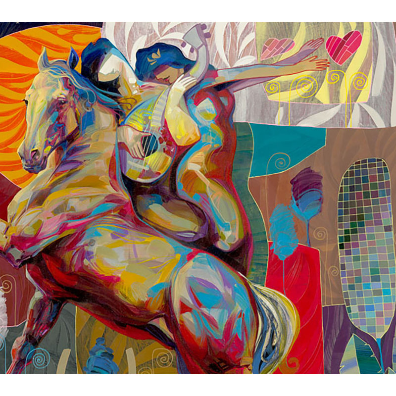 Femme intrigante, peinture sur toile par Tadeo Zavaleta, encadrée 32 x 32