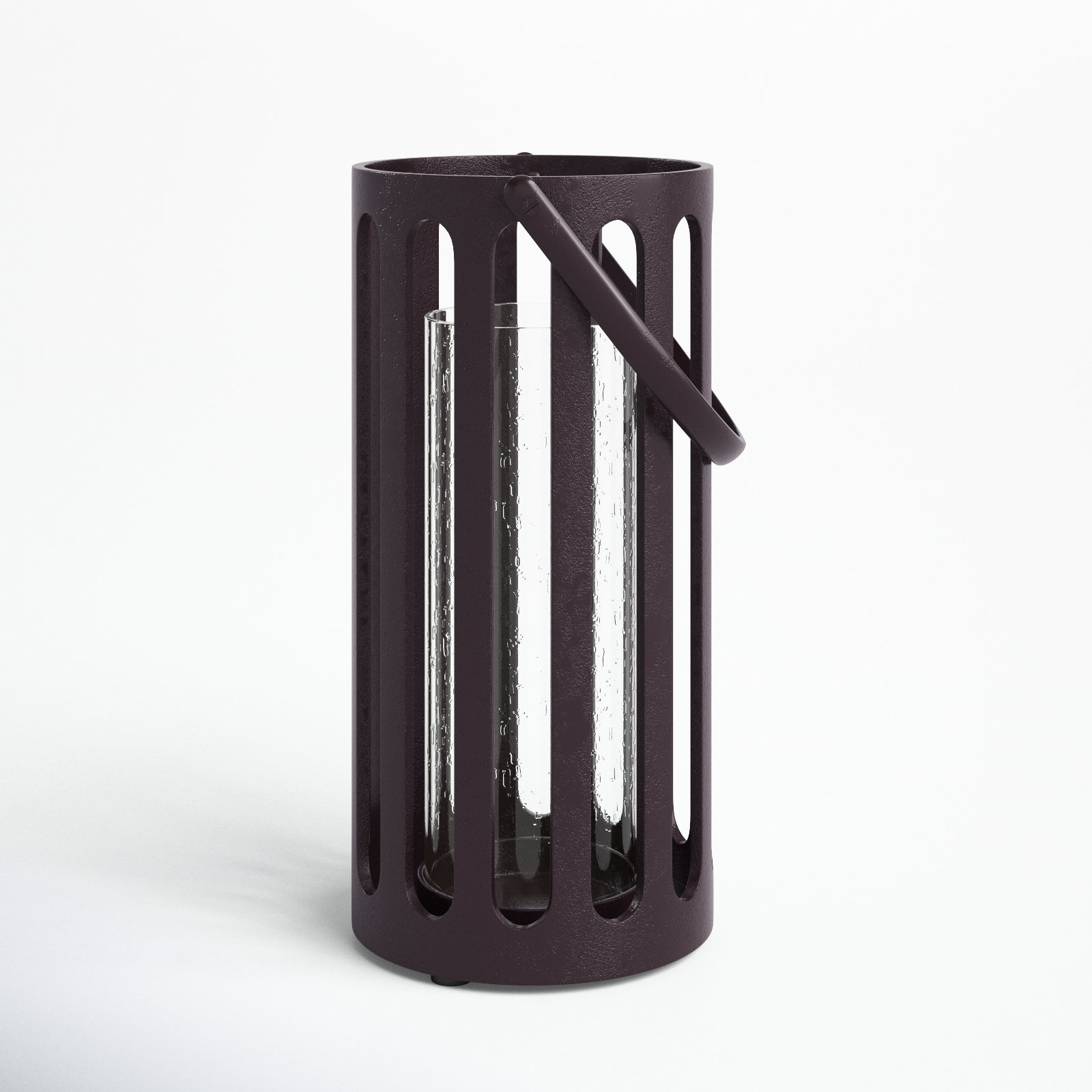 Aluminum Floor Lantern, 13.75" H x 6.75" W x 8" D, Black
