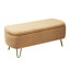 Banc de rangement rembourré en fausse fourrure Camel avec pieds dorés pour chambre à coucher
