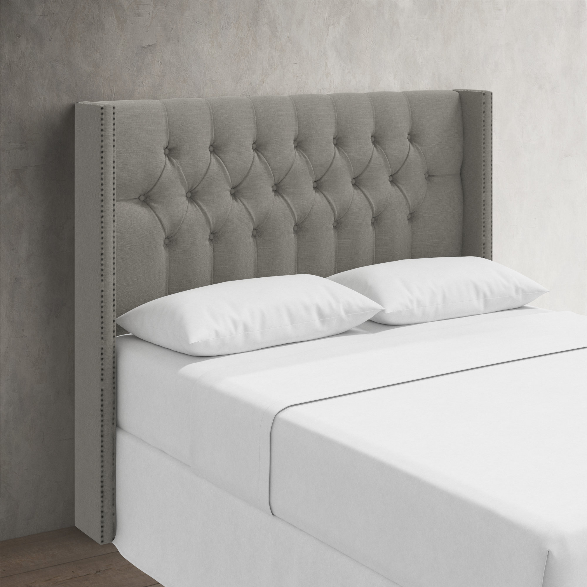 Knighten Upholstered Headboard, Twin, Classic Grey Linen