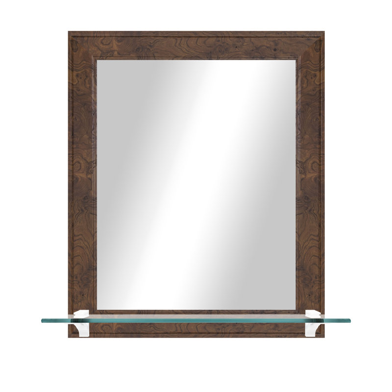 Kridia Flat Wall Mirror, Vertical, Dashboard Burl/White , 25.5" H x 21.5" W