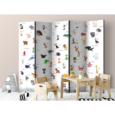 225cm W x 172cm H 5 - Panel Wood Folding Room Divider