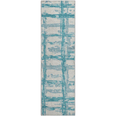 Premium Machine Washable Prisco Teal Rug