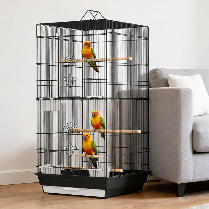 Cage à oiseau avec perroquet 37 pouces, Noir